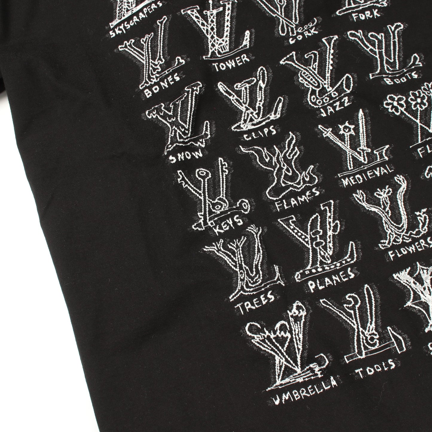 LVカートゥーン 半袖Tシャツ クルーネック コットン ブラック ルイヴィトン トップス LOUIS VUITTON
