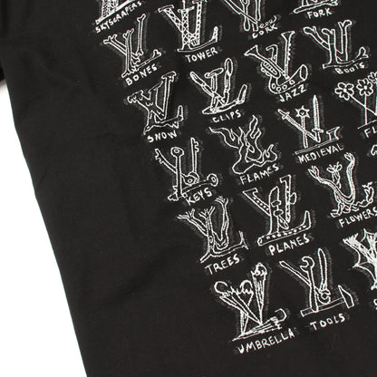 LVカートゥーン 半袖Tシャツ クルーネック コットン ブラック ルイヴィトン トップス LOUIS VUITTON