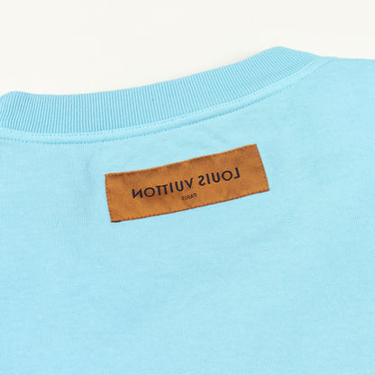 インサイドアウト 半袖Tシャツ クルーネック コットン ライトブルー ルイヴィトン トップス LOUIS VUITTON