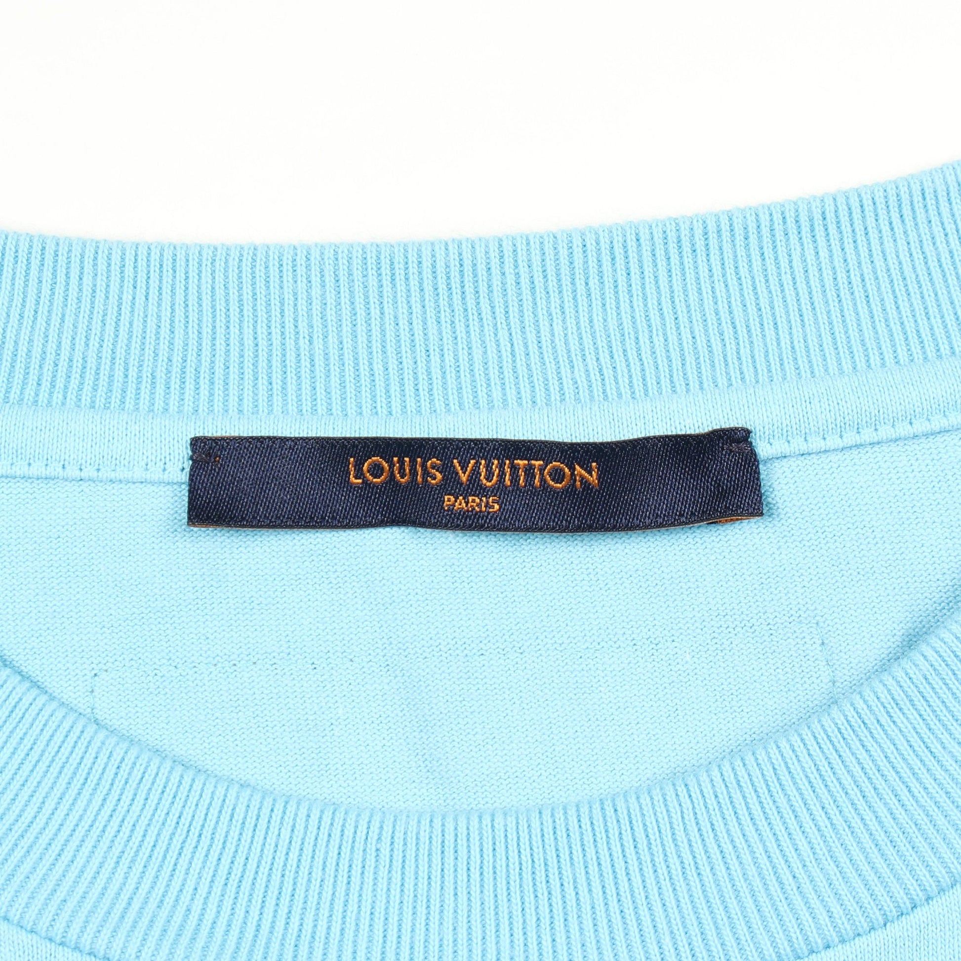 インサイドアウト 半袖Tシャツ クルーネック コットン ライトブルー ルイヴィトン トップス LOUIS VUITTON