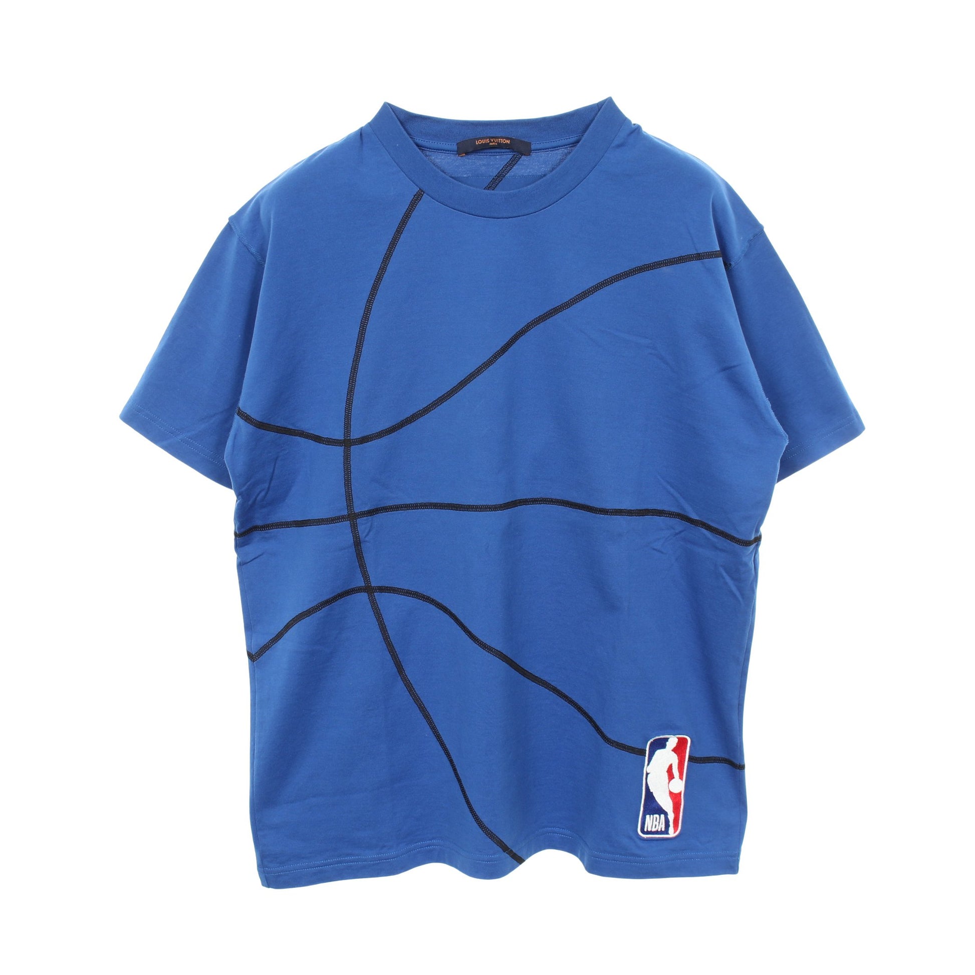 LOUIS VUITTON × NBA 半袖Tシャツ クルーネック コットン ブルー ブラック ルイヴィトン トップス LOUIS VUITTON