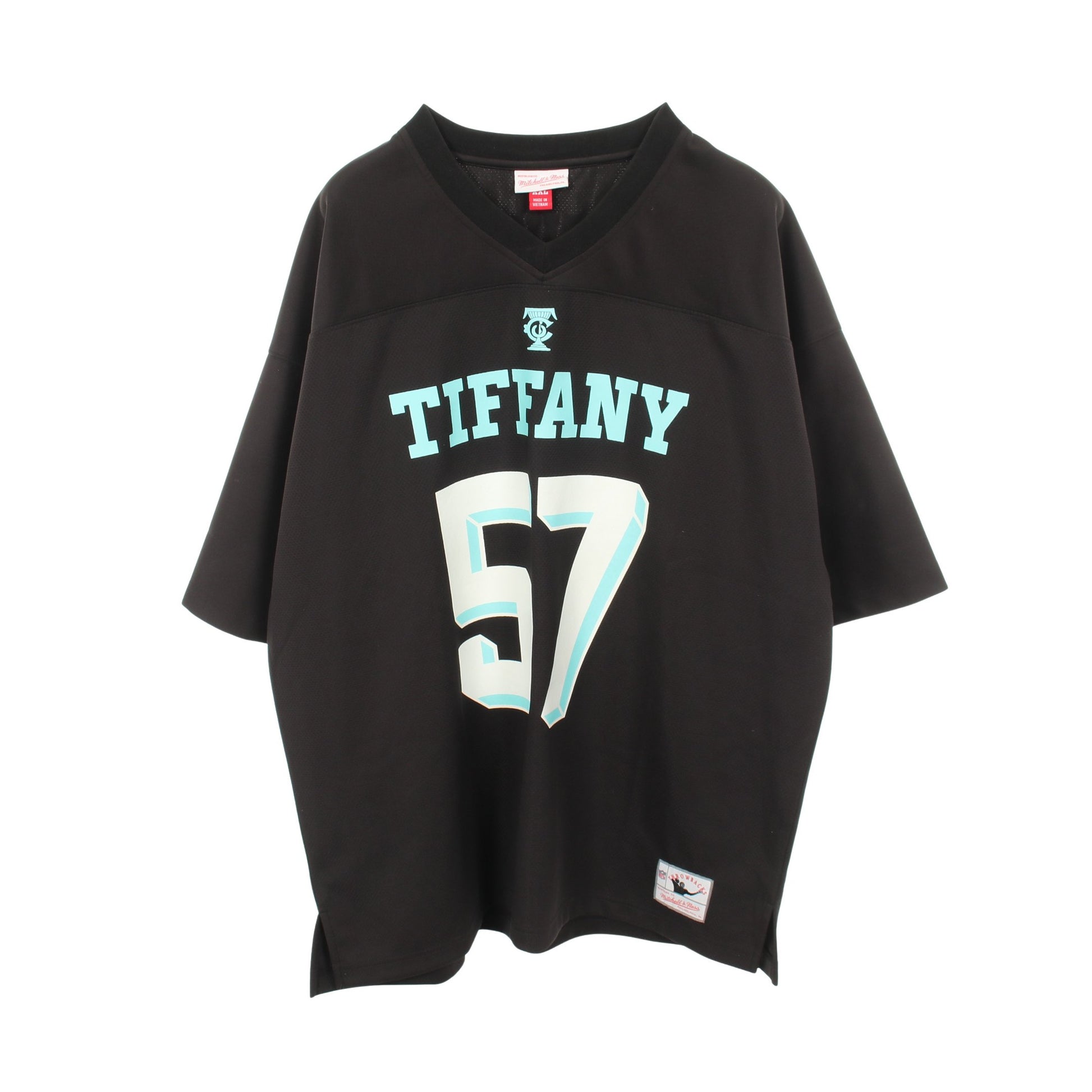 TIFFANY & Co. × Mitchell & Ness × NFL 半袖Tシャツ Vネック ブラック ターコイズブルー ティファニー トップス TIFFANY & Co.