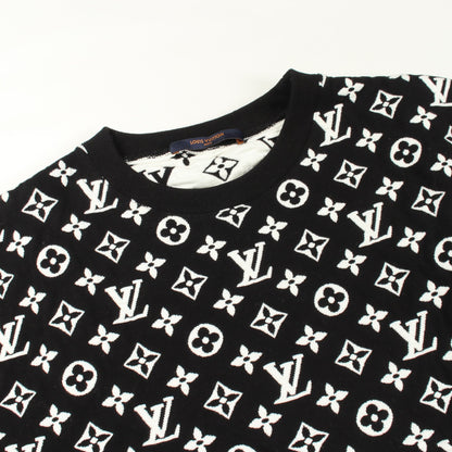 フルモノグラムジャガード スウェットシャツ クルーネック コットン ブラック ホワイト ルイヴィトン トップス LOUIS VUITTON