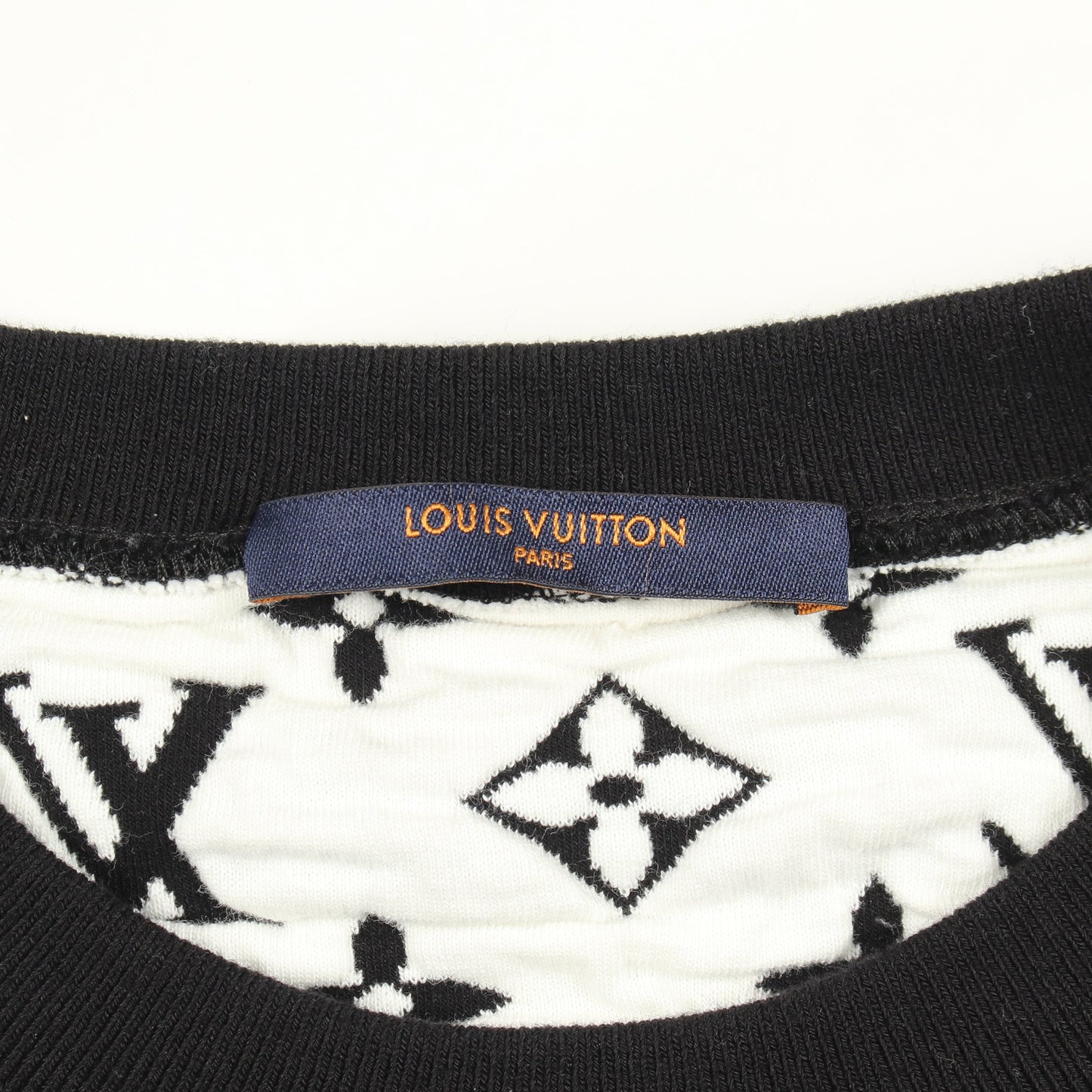 フルモノグラムジャガード スウェットシャツ クルーネック コットン ブラック ホワイト ルイヴィトン トップス LOUIS VUITTON