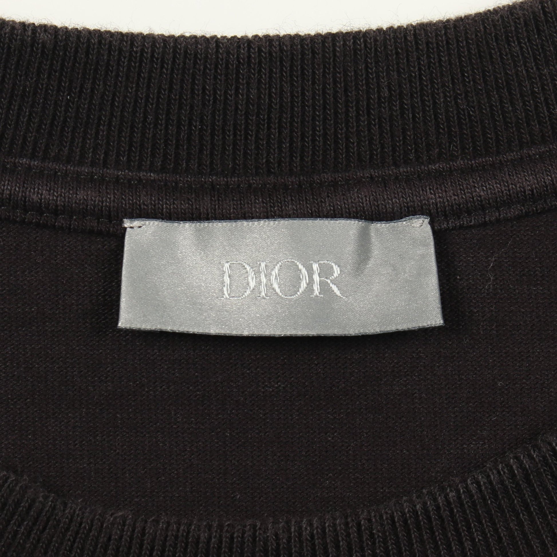 DIOR × Shawn Stussy 半袖Tシャツ クルーネック ワンポイント刺繍 コットン ブラック ディオール トップス DIOR