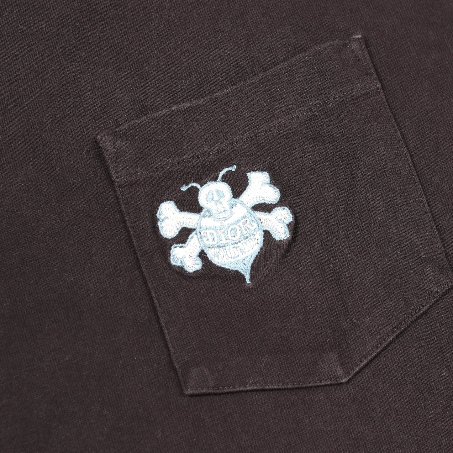 DIOR × Shawn Stussy 半袖Tシャツ クルーネック ワンポイント刺繍 コットン ブラック ディオール トップス DIOR