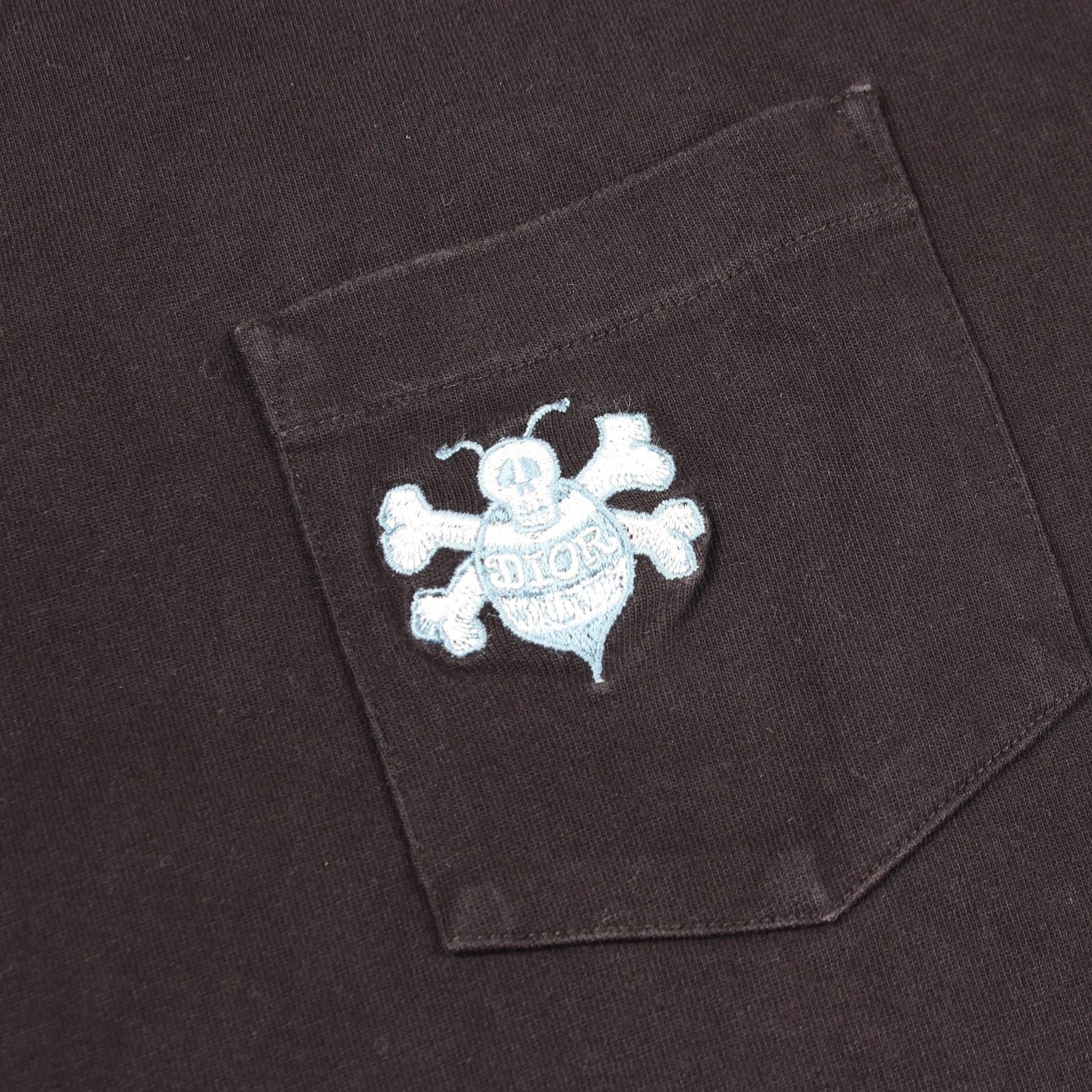 DIOR × Shawn Stussy 半袖Tシャツ クルーネック ワンポイント刺繍 コットン ブラック ディオール トップス DIOR