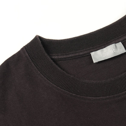 DIOR × Shawn Stussy 半袖Tシャツ クルーネック ワンポイント刺繍 コットン ブラック ディオール トップス DIOR