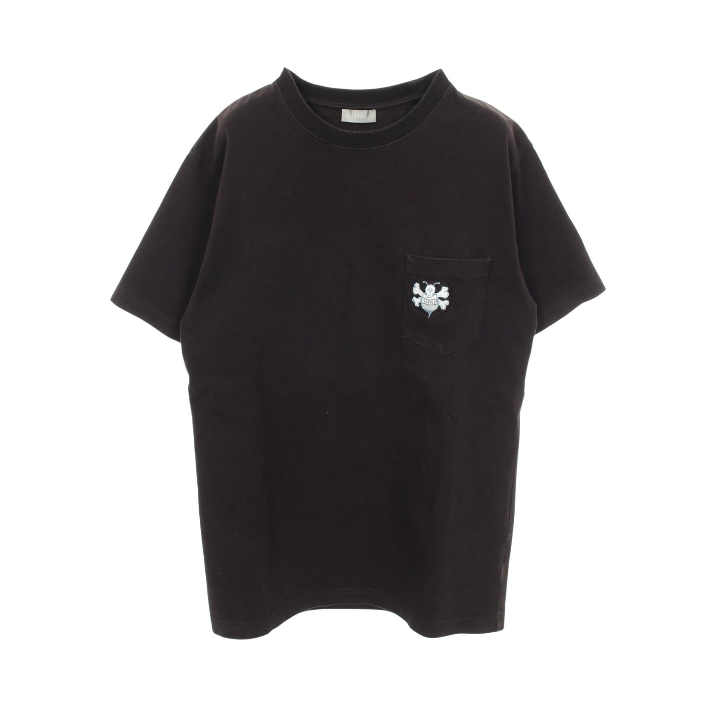 DIOR × Shawn Stussy 半袖Tシャツ クルーネック ワンポイント刺繍 コットン ブラック ディオール トップス DIOR