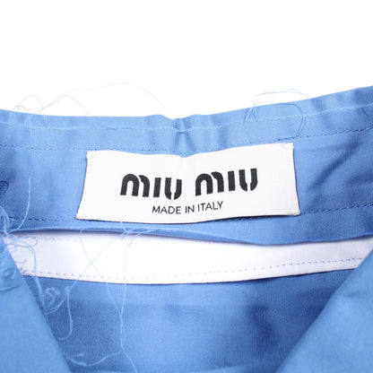 ポプリン シャツ 長袖 コットン ブルー カットオフ加工 ミュウミュウ トップス miu miu
