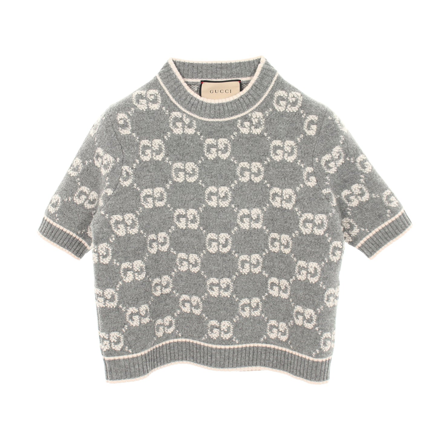 GGブークレウールジャカード ニット ウール グレー ライトピンク グッチ トップス GUCCI
