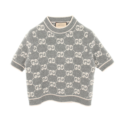 GGブークレウールジャカード ニット ウール グレー ライトピンク グッチ トップス GUCCI