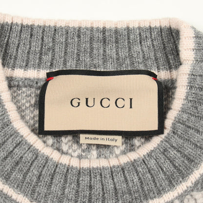 GGブークレウールジャカード ニット ウール グレー ライトピンク グッチ トップス GUCCI