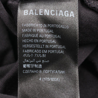 BBロゴ 半袖Tシャツ コットン ブラック ダメージ加工 ユーズド加工 バレンシアガ トップス BALENCIAGA