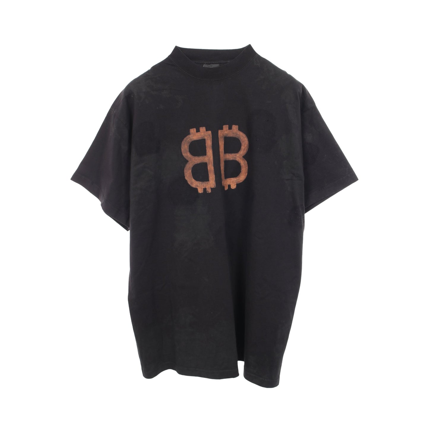 BBロゴ 半袖Tシャツ コットン ブラック ダメージ加工 ユーズド加工 バレンシアガ トップス BALENCIAGA