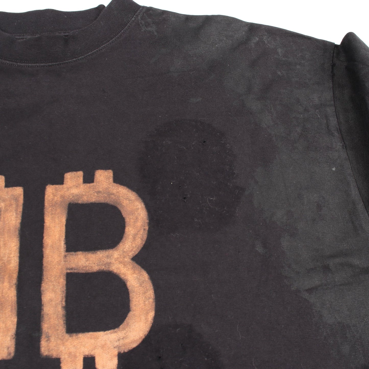 BBロゴ 半袖Tシャツ コットン ブラック ダメージ加工 ユーズド加工 バレンシアガ トップス BALENCIAGA