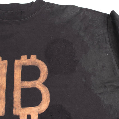 BBロゴ 半袖Tシャツ コットン ブラック ダメージ加工 ユーズド加工 バレンシアガ トップス BALENCIAGA
