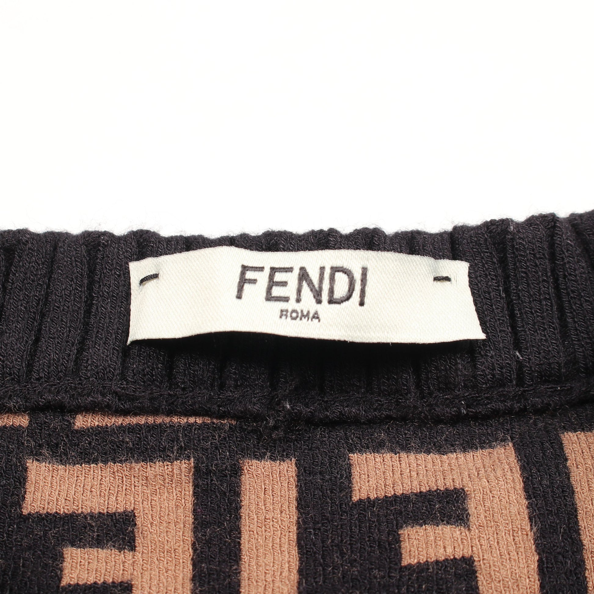 ズッカ ニット クルーネック 半袖 レーヨン ブラウン ブラック フェンディ トップス FENDI