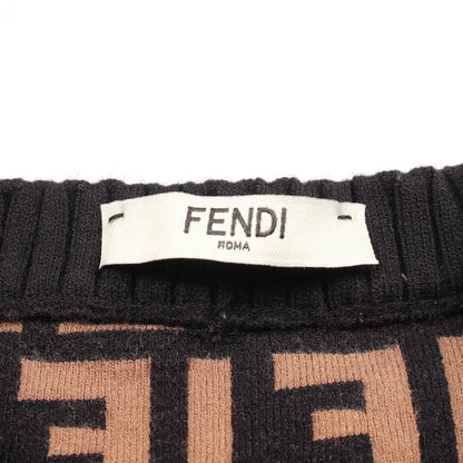 ズッカ ニット クルーネック 半袖 レーヨン ブラウン ブラック フェンディ トップス FENDI