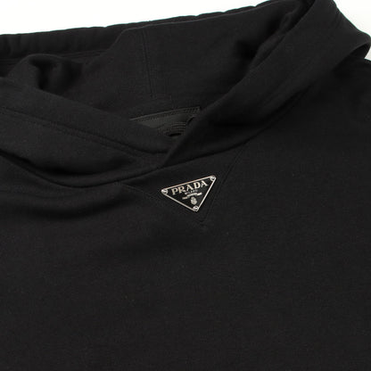 Re-Nylon プルオーバーパーカー コットン ナイロン ブラック 切替 三角プレート プラダ トップス PRADA