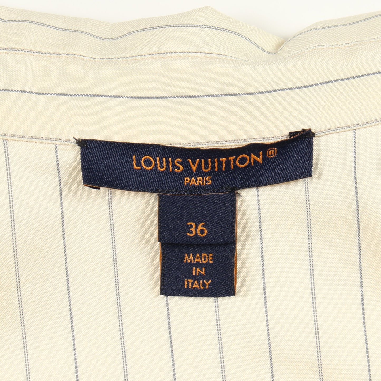 ジップアップ シャツ 長袖 ストライプ シルク アイボリー サイドオープン ルイヴィトン トップス LOUIS VUITTON