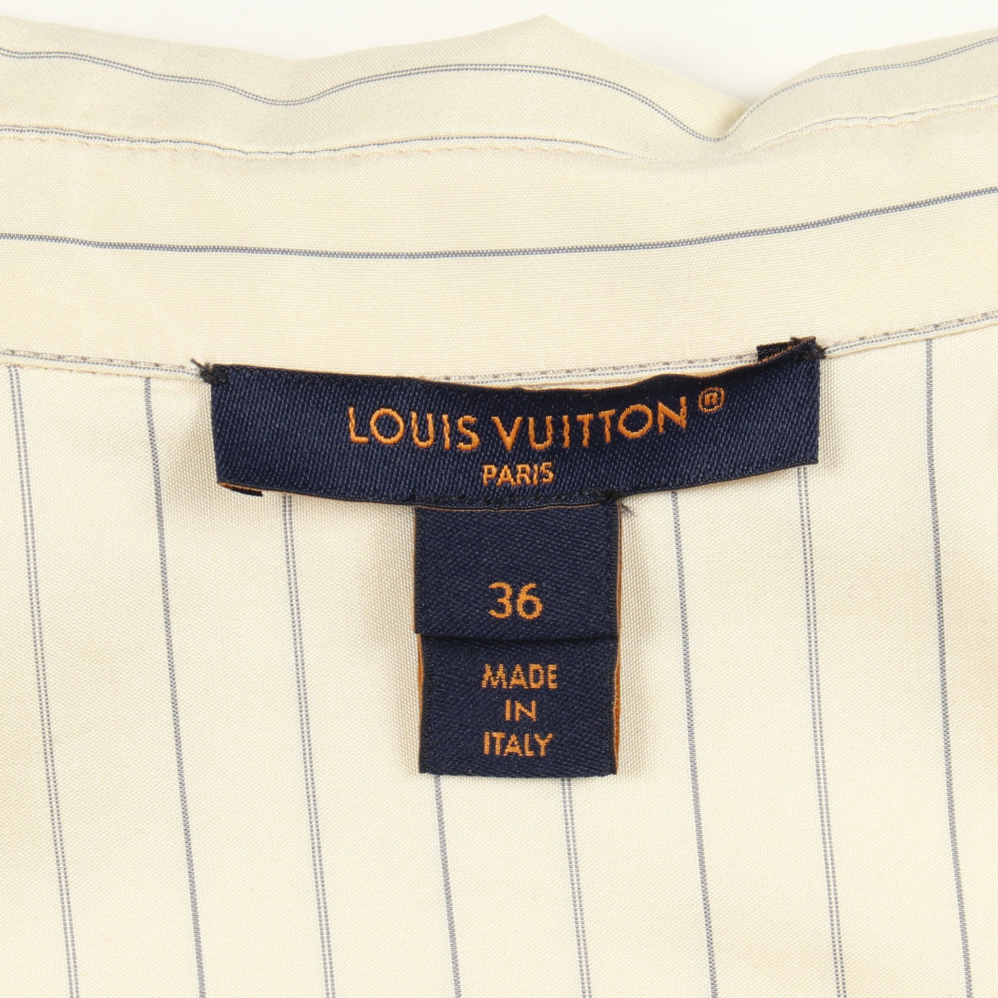ジップアップ シャツ 長袖 ストライプ シルク アイボリー サイドオープン ルイヴィトン トップス LOUIS VUITTON