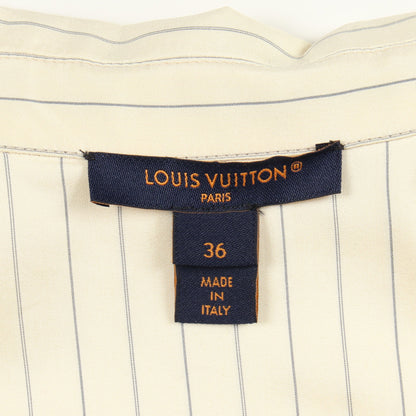 ジップアップ シャツ 長袖 ストライプ シルク アイボリー サイドオープン ルイヴィトン トップス LOUIS VUITTON