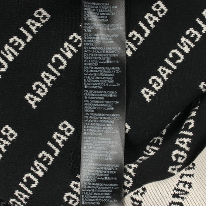 ニット クルーネック ロゴ総柄 コットン ウール オフホワイト ブラック バレンシアガ トップス BALENCIAGA