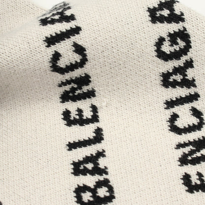 ニット クルーネック ロゴ総柄 コットン ウール オフホワイト ブラック バレンシアガ トップス BALENCIAGA