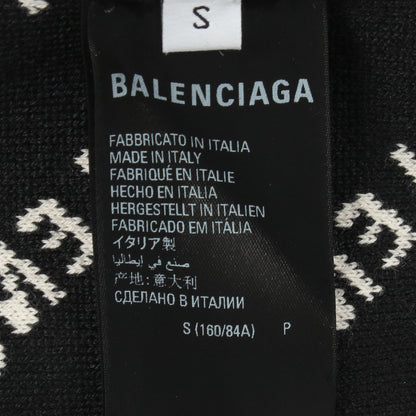 ニット クルーネック ロゴ総柄 コットン ウール オフホワイト ブラック バレンシアガ トップス BALENCIAGA