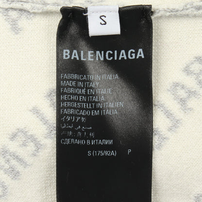 オールオーバーロゴ ニット クルーネック コットン ウール ライトグレー バレンシアガ トップス BALENCIAGA