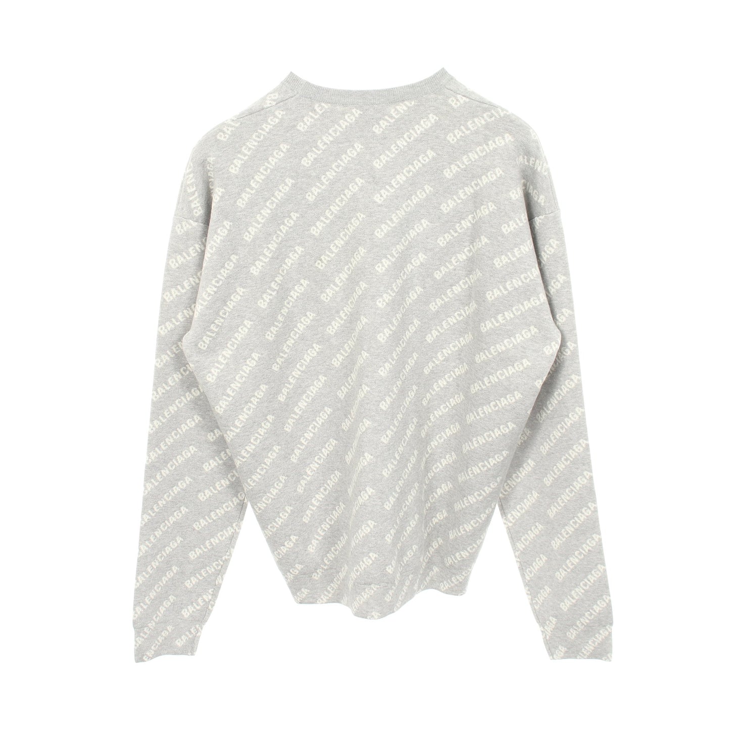 オールオーバーロゴ ニット クルーネック コットン ウール ライトグレー バレンシアガ トップス BALENCIAGA