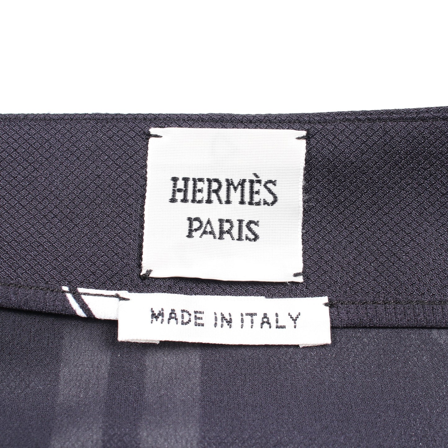 En Desordre Finesse スカート シルク ダークネイビー ホワイト エルメス ボトムス HERMES