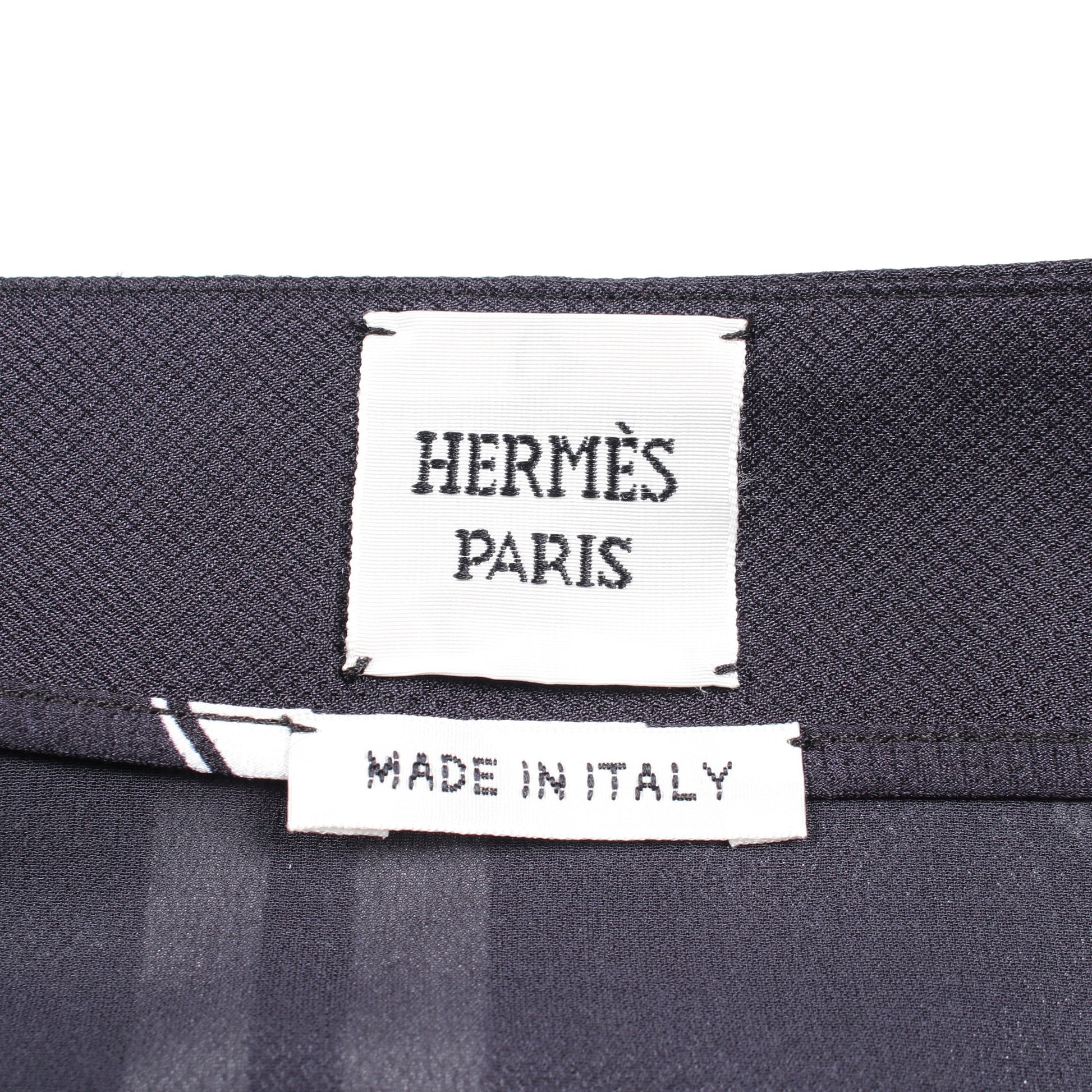 En Desordre Finesse スカート シルク ダークネイビー ホワイト エルメス ボトムス HERMES
