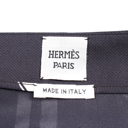 En Desordre Finesse スカート シルク ダークネイビー ホワイト エルメス ボトムス HERMES