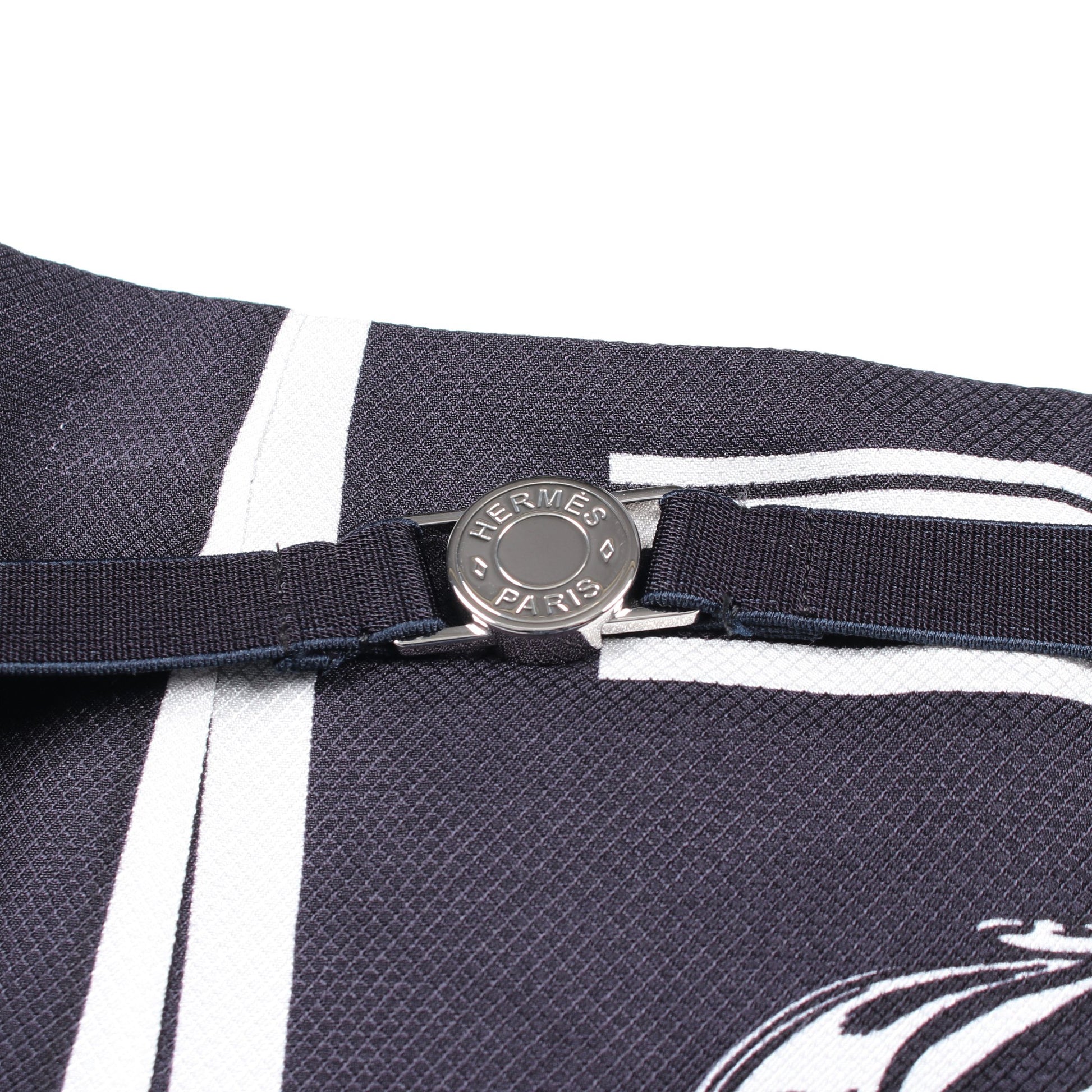 En Desordre Finesse スカート シルク ダークネイビー ホワイト エルメス ボトムス HERMES