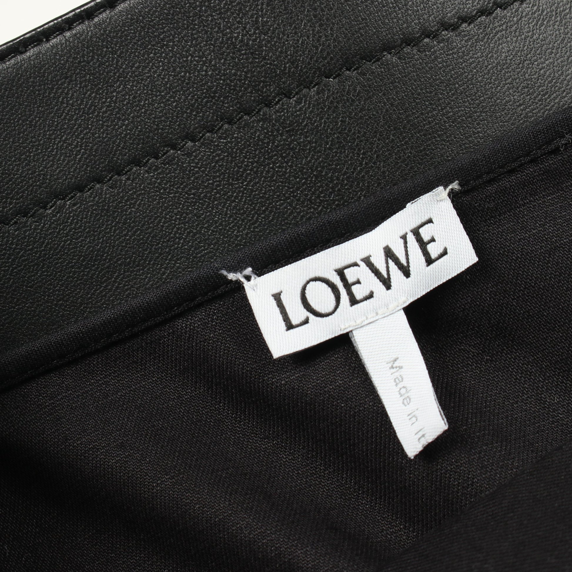 ラップスカート コットン リネン ラムレザー ブラック ロエベ ボトムス LOEWE