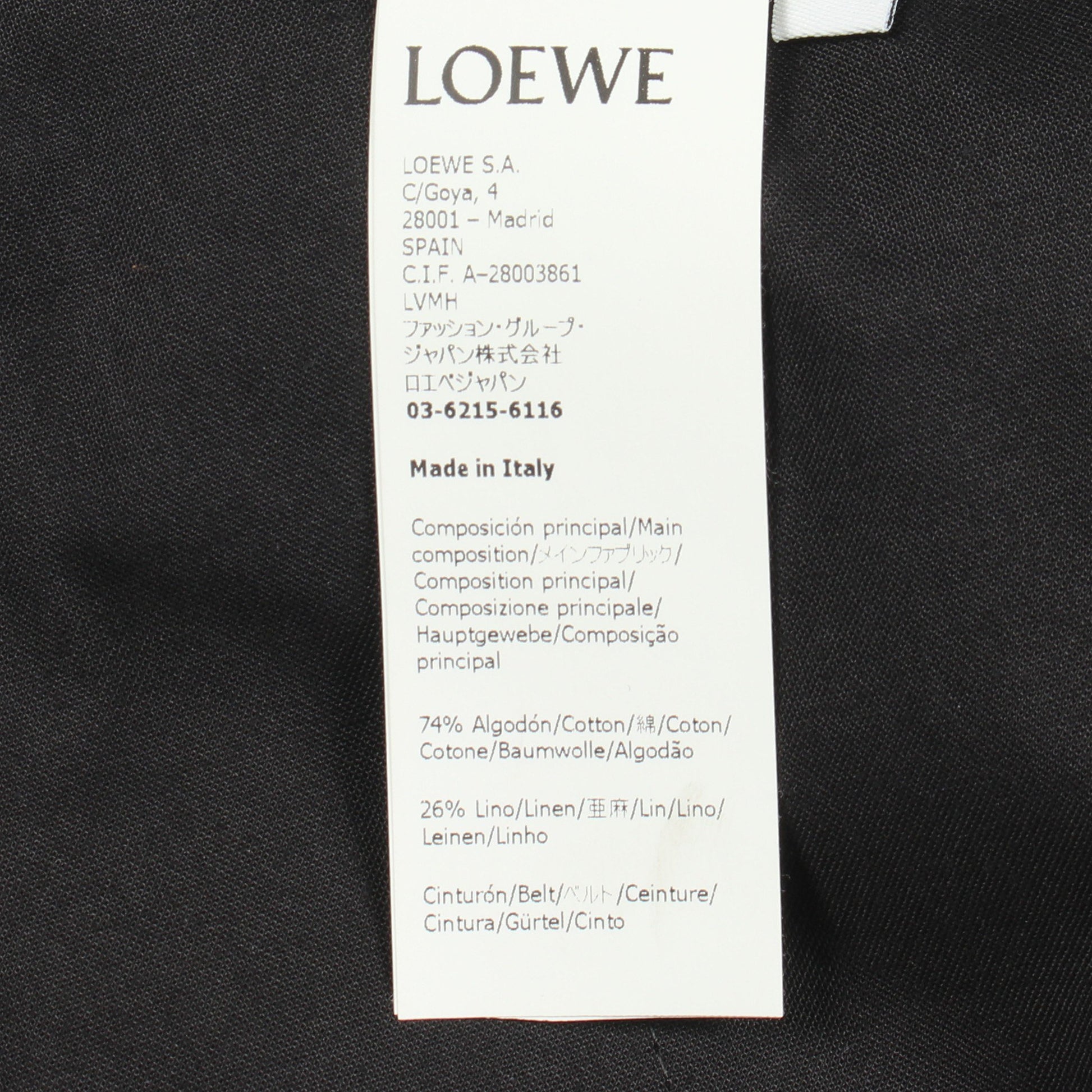 ラップスカート コットン リネン ラムレザー ブラック ロエベ ボトムス LOEWE