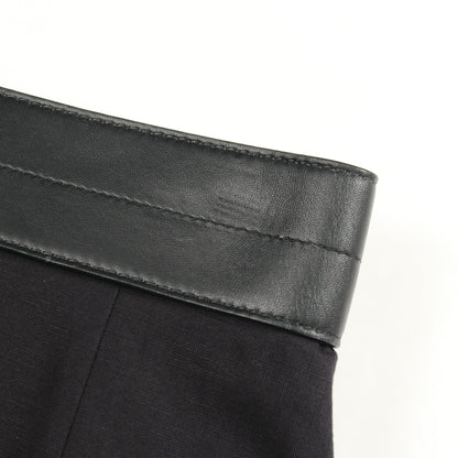 ラップスカート コットン リネン ラムレザー ブラック ロエベ ボトムス LOEWE