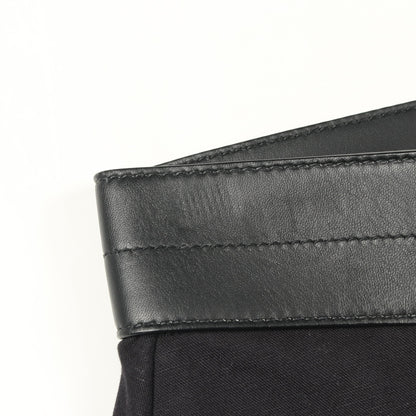 ラップスカート コットン リネン ラムレザー ブラック ロエベ ボトムス LOEWE