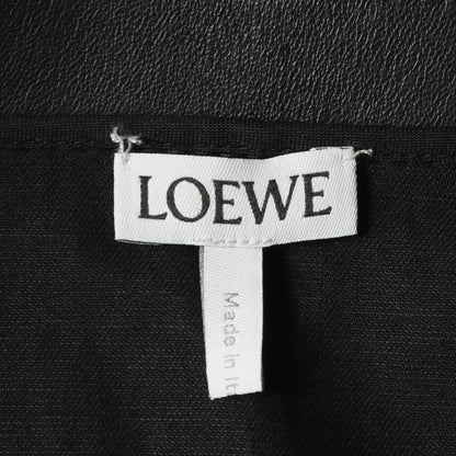 ラップスカート コットン リネン ラムレザー ブラック ロエベ ボトムス LOEWE