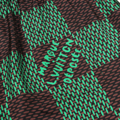 ダミエ ショート イージーパンツ シルク グリーン ダークブラウン ボタンフライ ルイヴィトン ボトムス LOUIS VUITTON