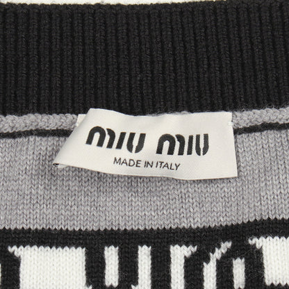 ミニ ニット スカート ロゴ ウール グレー ブラック ミュウミュウ ボトムス miu miu