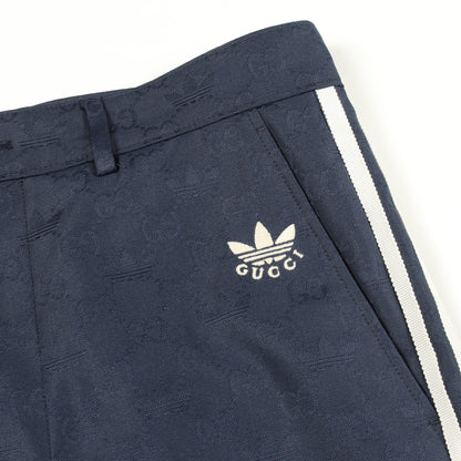 GUCCI × adidas GG トレフォイル ジャカード パンツ ネイビー グッチ ボトムス GUCCI
