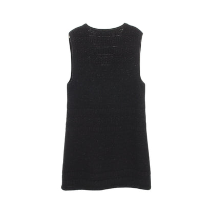 ココマークボタン ニットワンピース Vネック ノースリーブ ウール ブラック シャネル ワンピース CHANEL