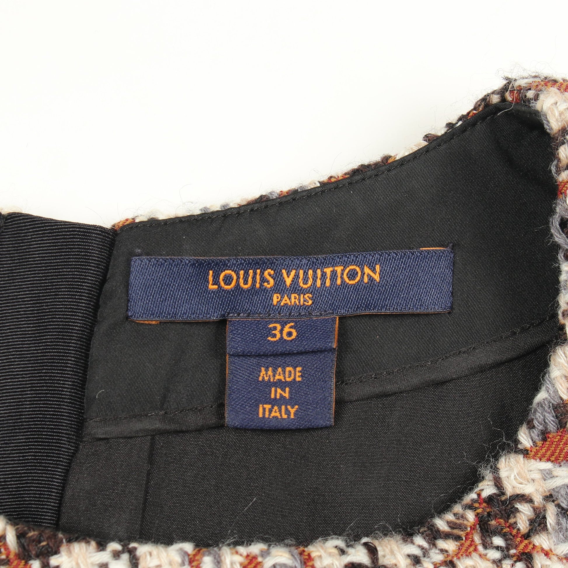 モノグラム ツイード ワンピース 半袖 ウール モヘヤ ブラウン ルイヴィトン ワンピース LOUIS VUITTON