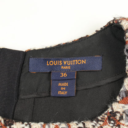 モノグラム ツイード ワンピース 半袖 ウール モヘヤ ブラウン ルイヴィトン ワンピース LOUIS VUITTON