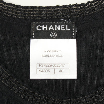 ココマーク ライオンボタン ニットワンピース 半袖 コットン ブラック シャネル ワンピース CHANEL