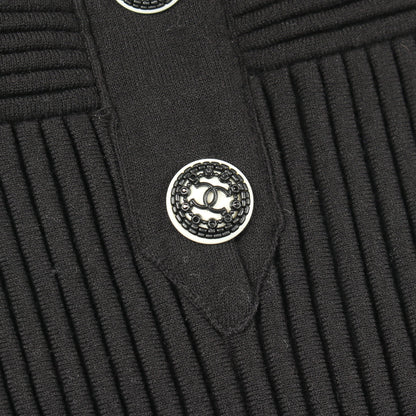 ココマークボタン ニットワンピース 半袖 コットン ブラック シャネル ワンピース CHANEL
