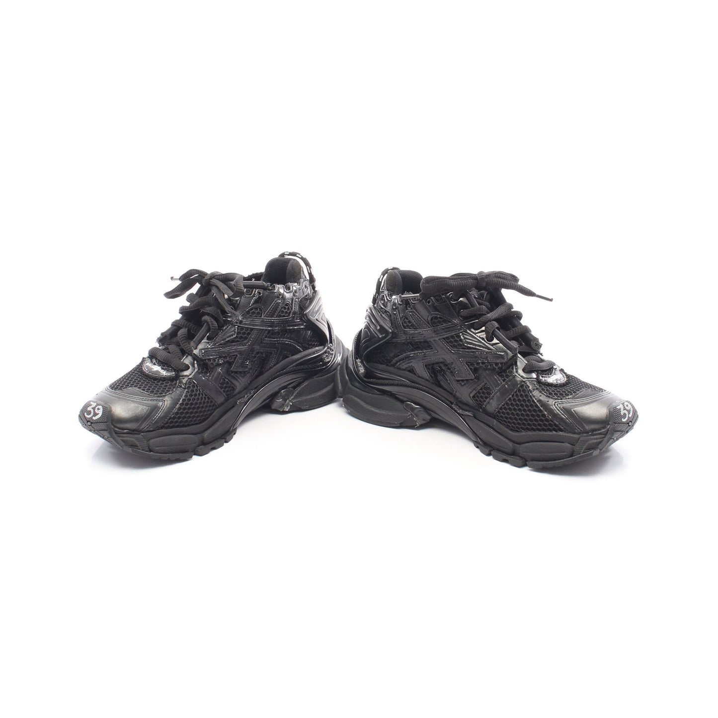 RUNNER ランナー スニーカー レザー ファブリック ブラック ユーズド加工 バレンシアガ シューズ BALENCIAGA